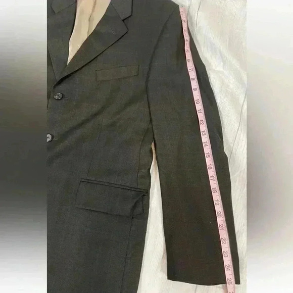 Chaps Ralph Lauren Cashmere wool 3 Button Suit Coat 42R Brown Blue Glen Plaid - Picture 13 of 16